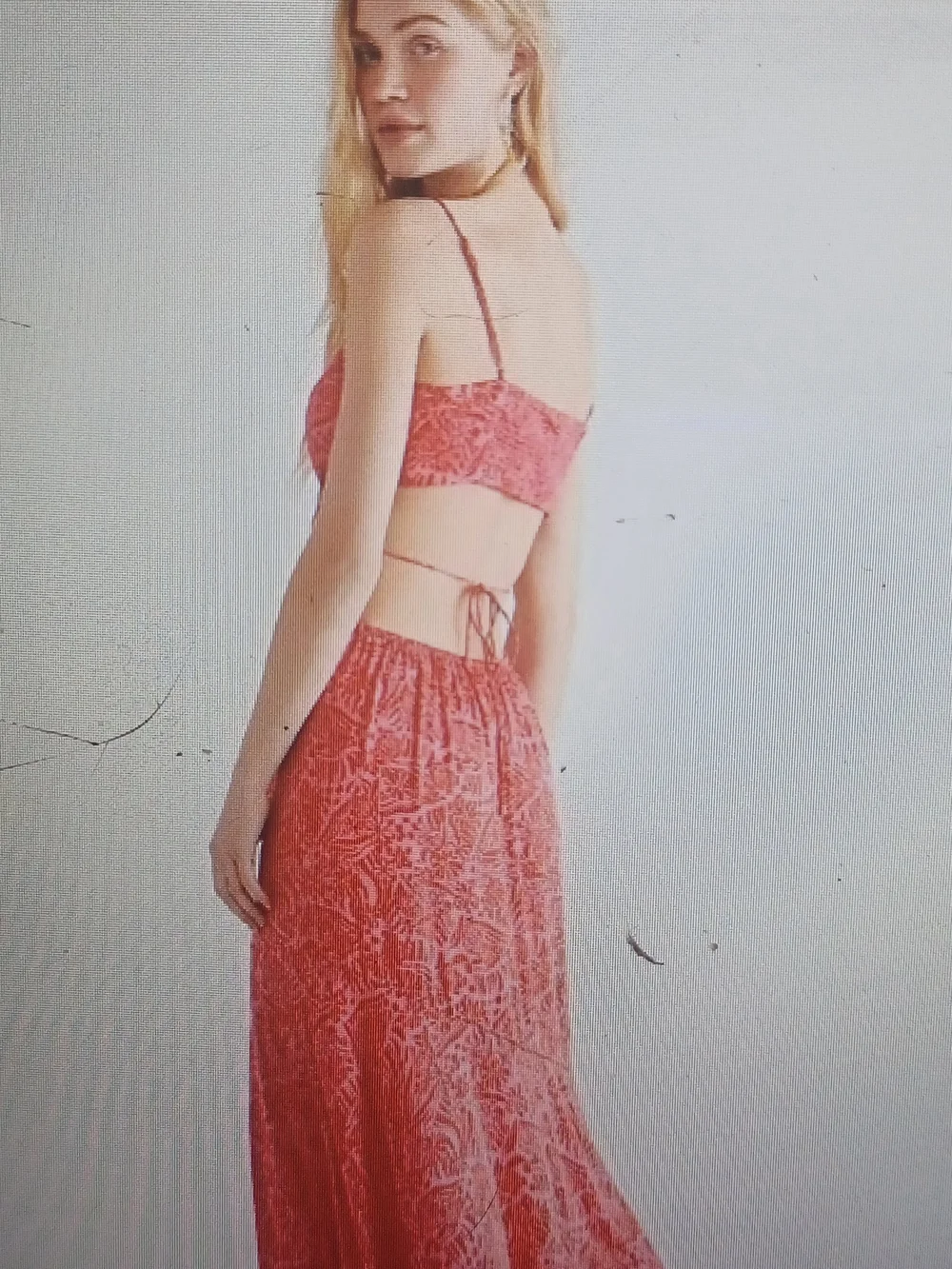 Free People Red- Pink Cutout Maxi Dress--XS